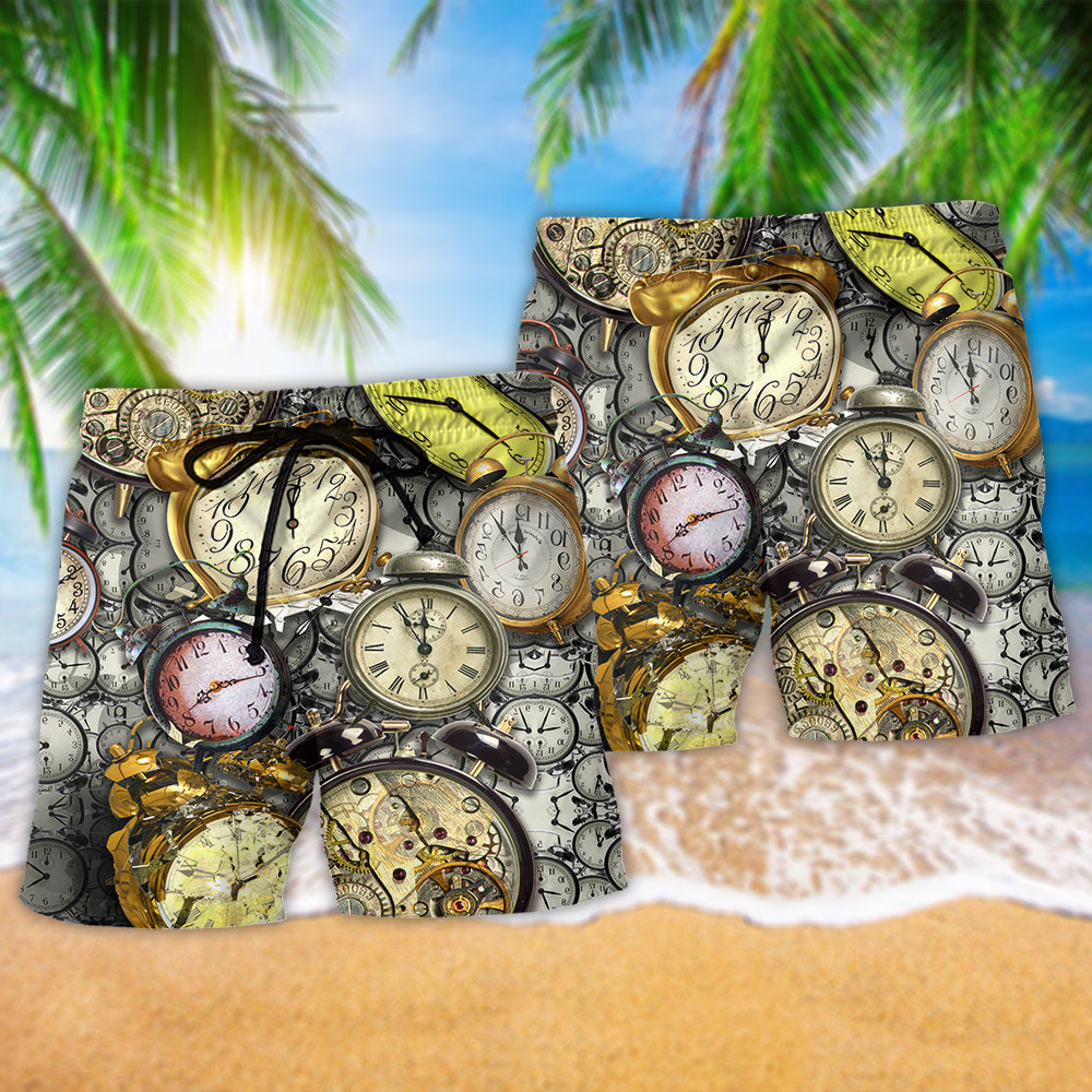Morning Alarm Clock Time Beach Shorts Graphic Detail For Resort Trips And Casual Outings