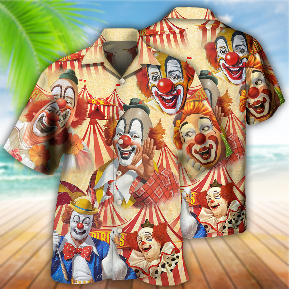 Funny Happy Clown Hawaiian Shirt For Vacation Days And Relaxed Coastal Outings
