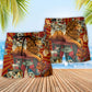 Red Clown Beach Shorts Pattern Detail For Resort Wear And Casual Outdoor Comfort