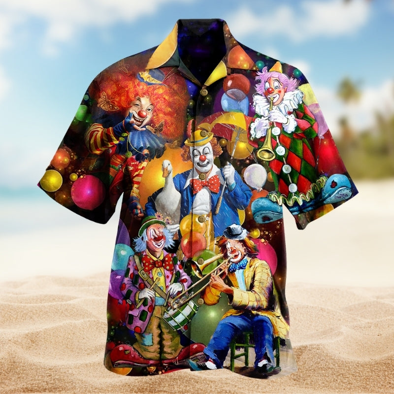 Clown Creative Pattern Hawaiian Shirt For Resort Trips, Coastal Parties, And Warm Weather Style