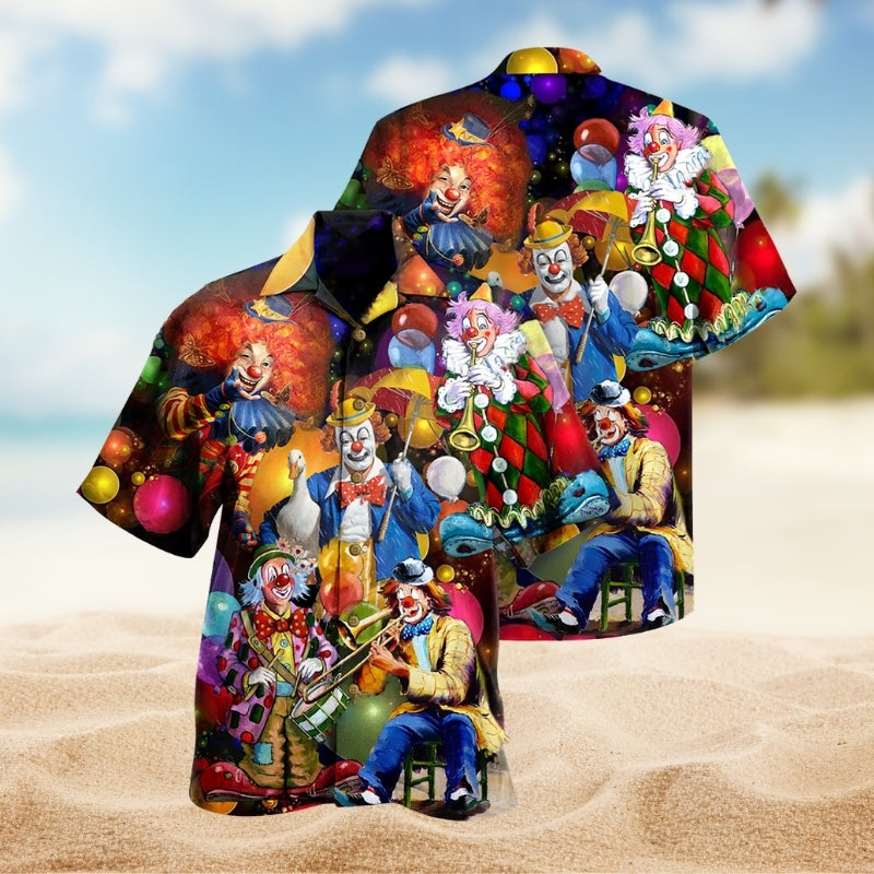 Clown Creative Pattern Hawaiian Shirt For Resort Trips, Coastal Parties, And Warm Weather Style