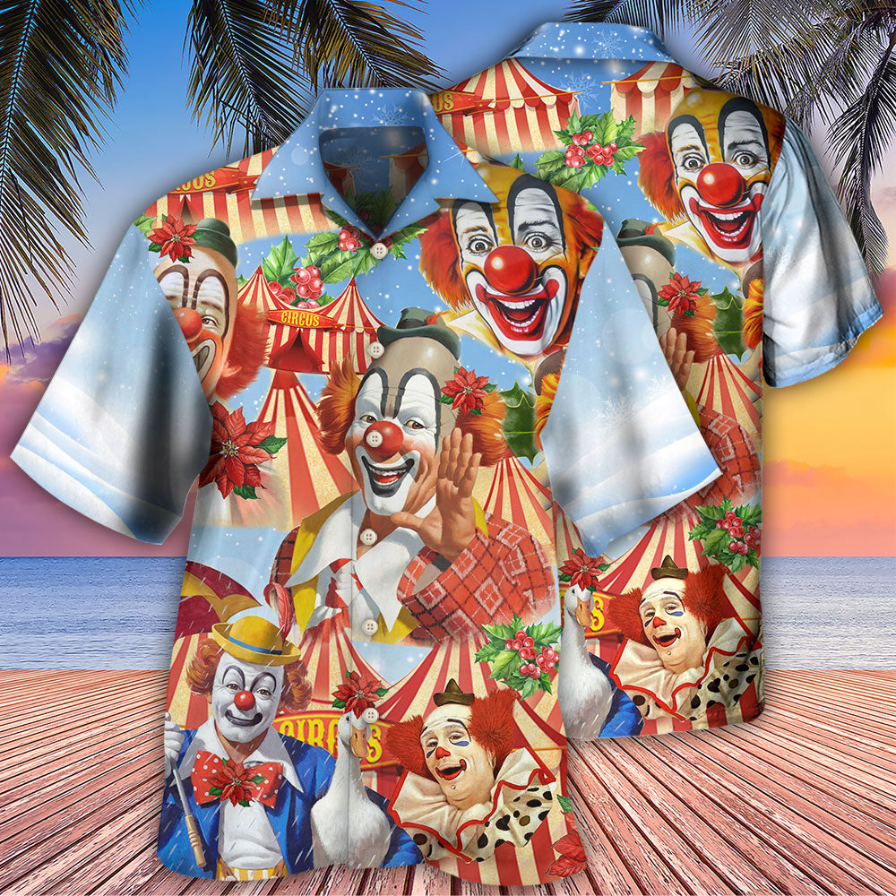 Christmas Floral Clown Hawaiian Shirt With All Over Print For Tropical Travel Beach Gatherings And Comfortable Wear