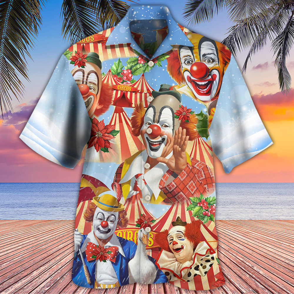 Christmas Floral Clown Hawaiian Shirt With Detailed Graphic For Tropical Travel Beach Gatherings And Comfortable Wear
