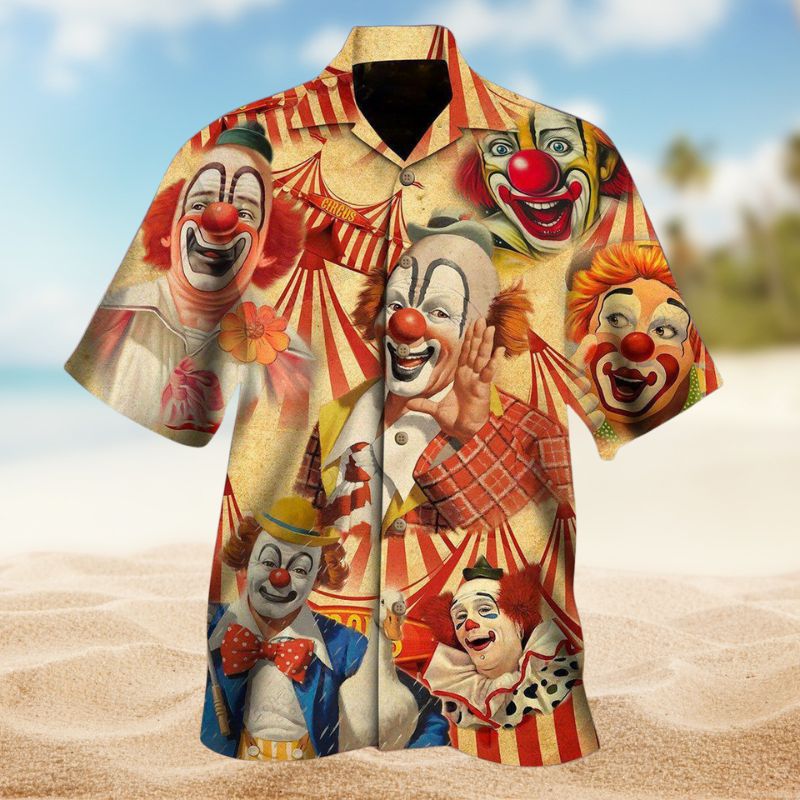 Cheerful Clown Hawaiian Shirt For Tropical Holidays, Outdoor Gatherings, And Everyday Comfort