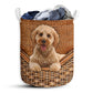 Small Size Cockapoo Dog Rattan Texture Laundry Basket For Bathroom Bedroom Storage