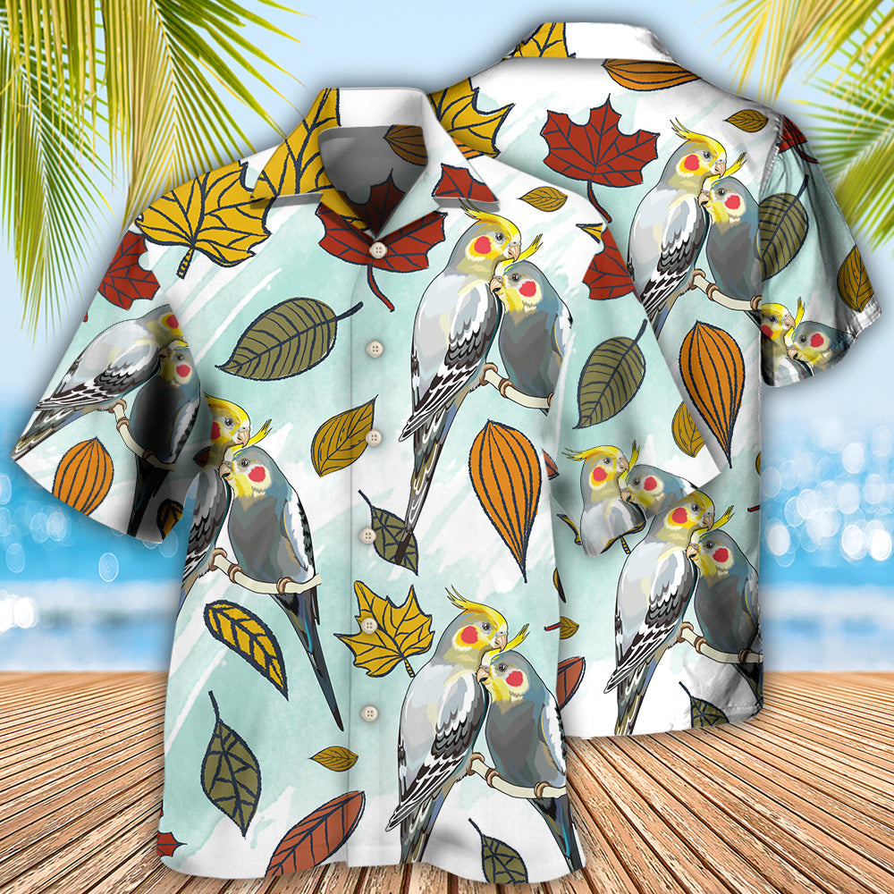 Cute Parrot Cockatiel Hawaiian Shirt Pattern Detail For Summer Holidays And Outdoor Fun