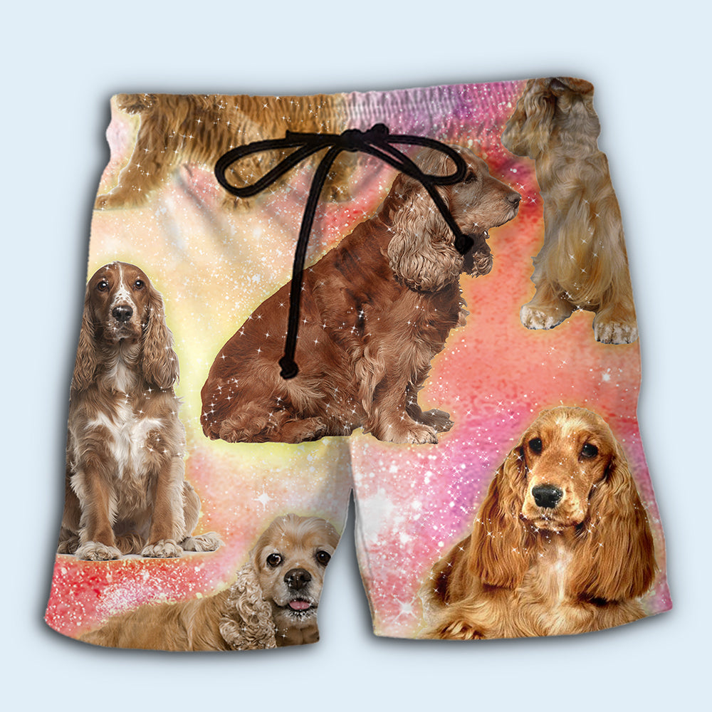 Cocker Spaniel Cute Dog Lover Beach Shorts Design View For Summer Events And Coastal Getaways