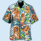 Tropical Cocker Spaniel Leaf Hawaiian Shirt For Summer Vacation, Beach Travel, And Casual Wear