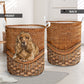 Cocker Spaniel Dog Rattan Texture Laundry Basket For Room Home Organizer