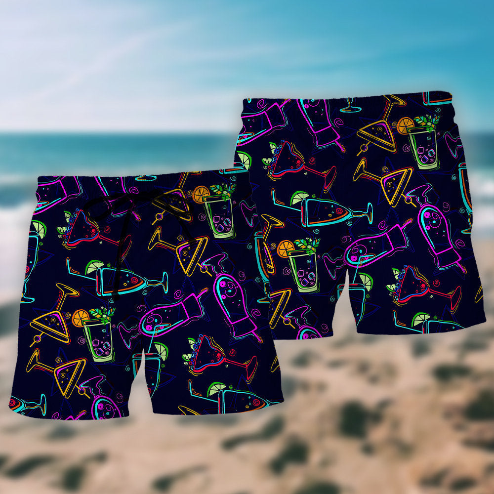 Cocktail Beach Shorts Pattern Detail For Summer Travel And Weekend Casual Style