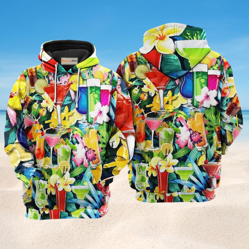 Cocktail Flowers Hoodie For Relaxed Streetwear Weekend Travel And Everyday Style