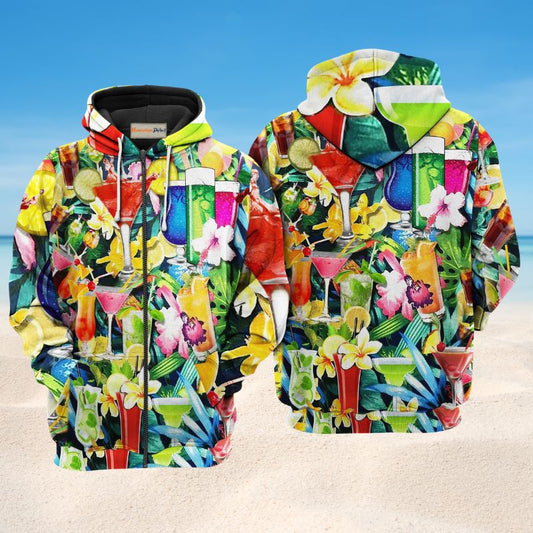 Cocktail Flowers Hoodie For Relaxed Streetwear Weekend Travel And Everyday Style