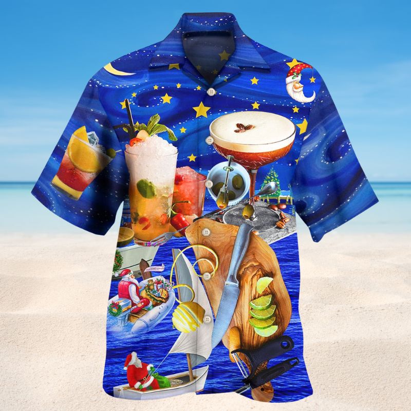 Cocktail Christmas Hawaiian Shirt For Beach Days, Summer Outings, And Thoughtful Gift Giving