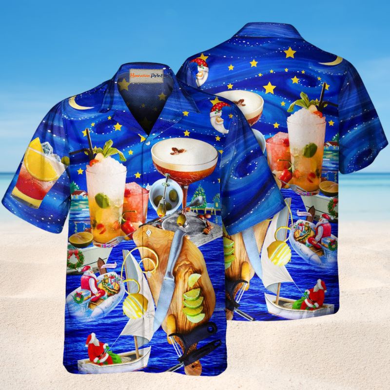 Cocktail Christmas Hawaiian Shirt For Beach Days, Summer Outings, And Thoughtful Gift Giving
