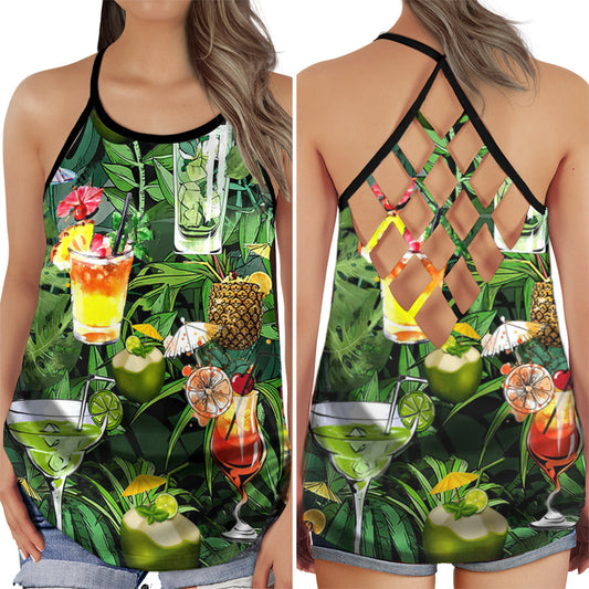 Fresh Cocktail Summer Chill Hollow Tank Top For Yoga Workouts And Casual Wear