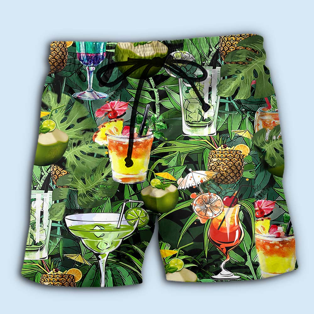 Summer Cocktail Fruit Vibes Beach Shorts Design View For Comfortable Resort And Beach Styling