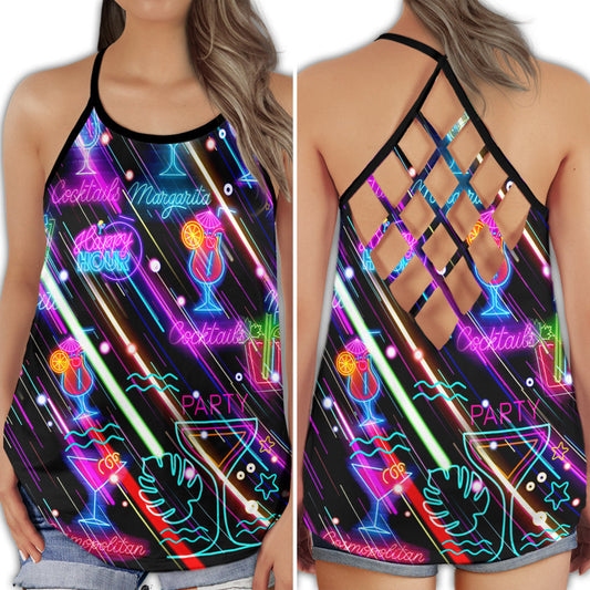 Iced Cocktail Summer Refresh Mood Hollow Tank Top For Yoga Workouts And Casual Wear