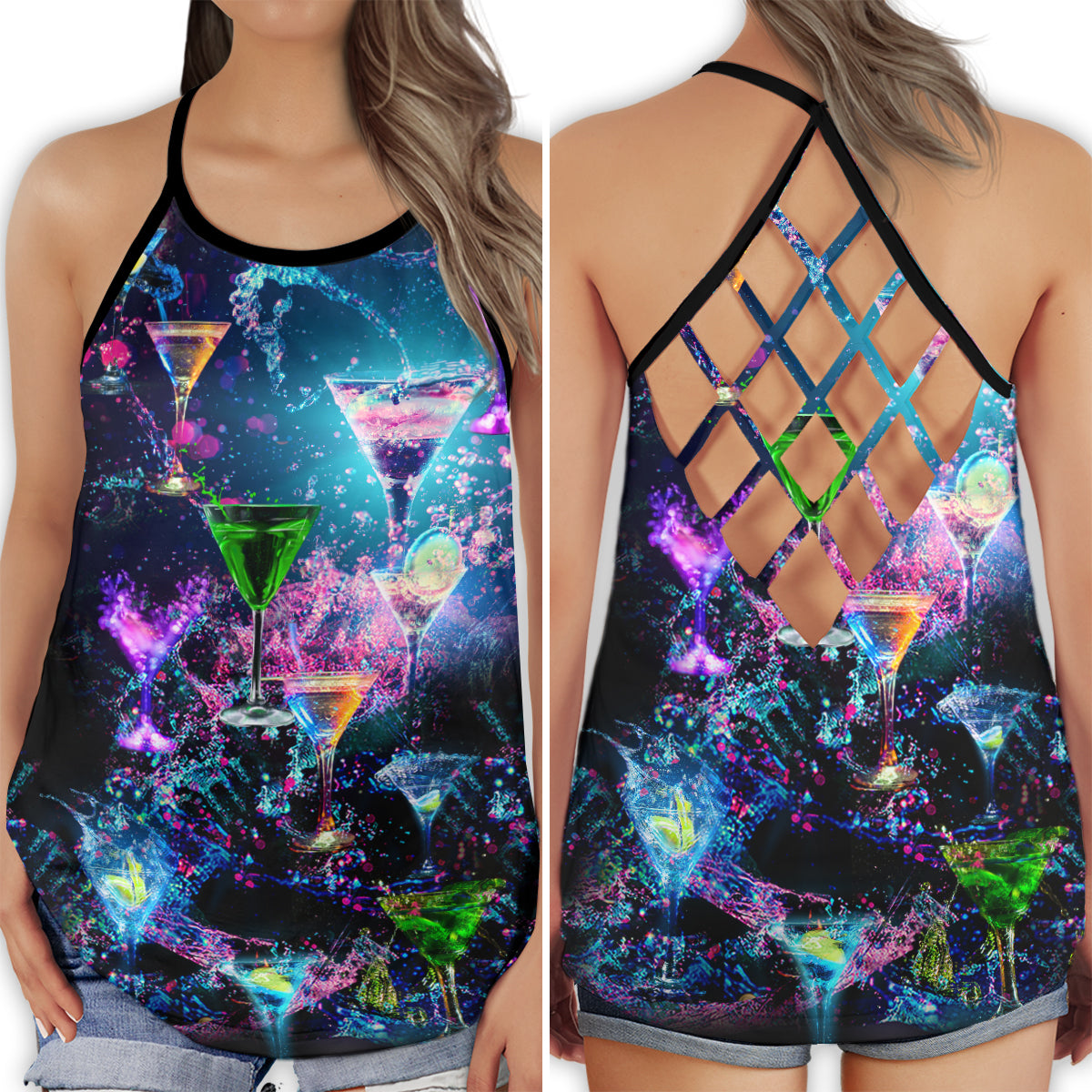 Cocktail I Love Summer Hollow Tank Top For Yoga Workouts And Casual Wear
