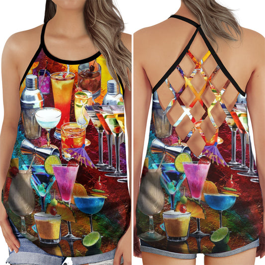Colorful Cocktail Hot Summer Hollow Tank Top For Yoga Workouts And Casual Wear