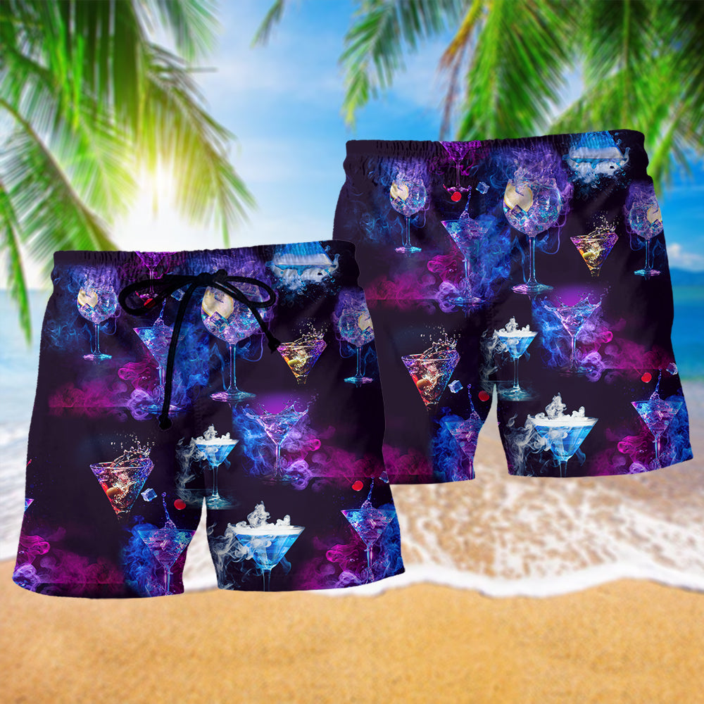 Cocktail The Purple Moon Beach Shorts Design Detail For Resort And Beach Day Style