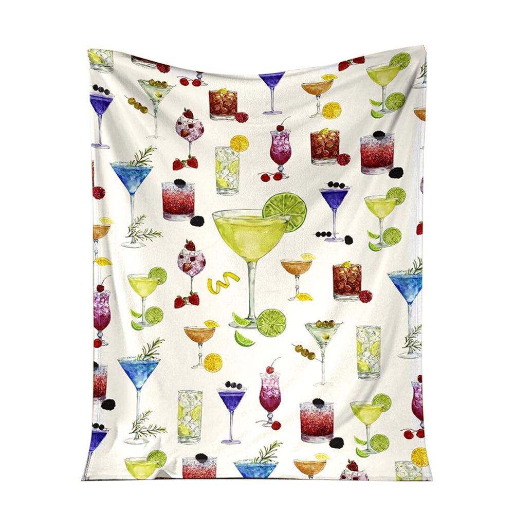 Tropical Drink Lover Flannel Blanket For Cozy Bedroom Sofa Decor