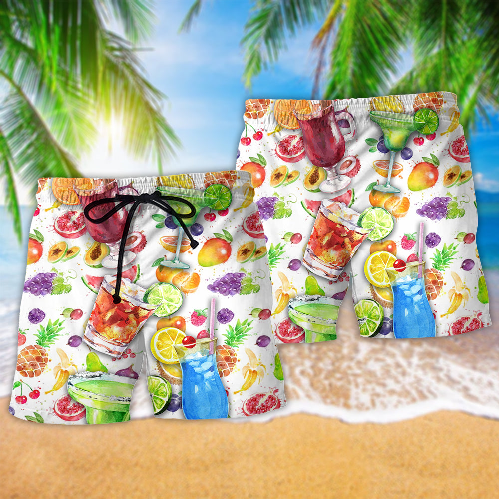 Colorful Summer Cocktail Beach Shorts Pattern Detail For Coastal Travel And Comfortable Daily Use