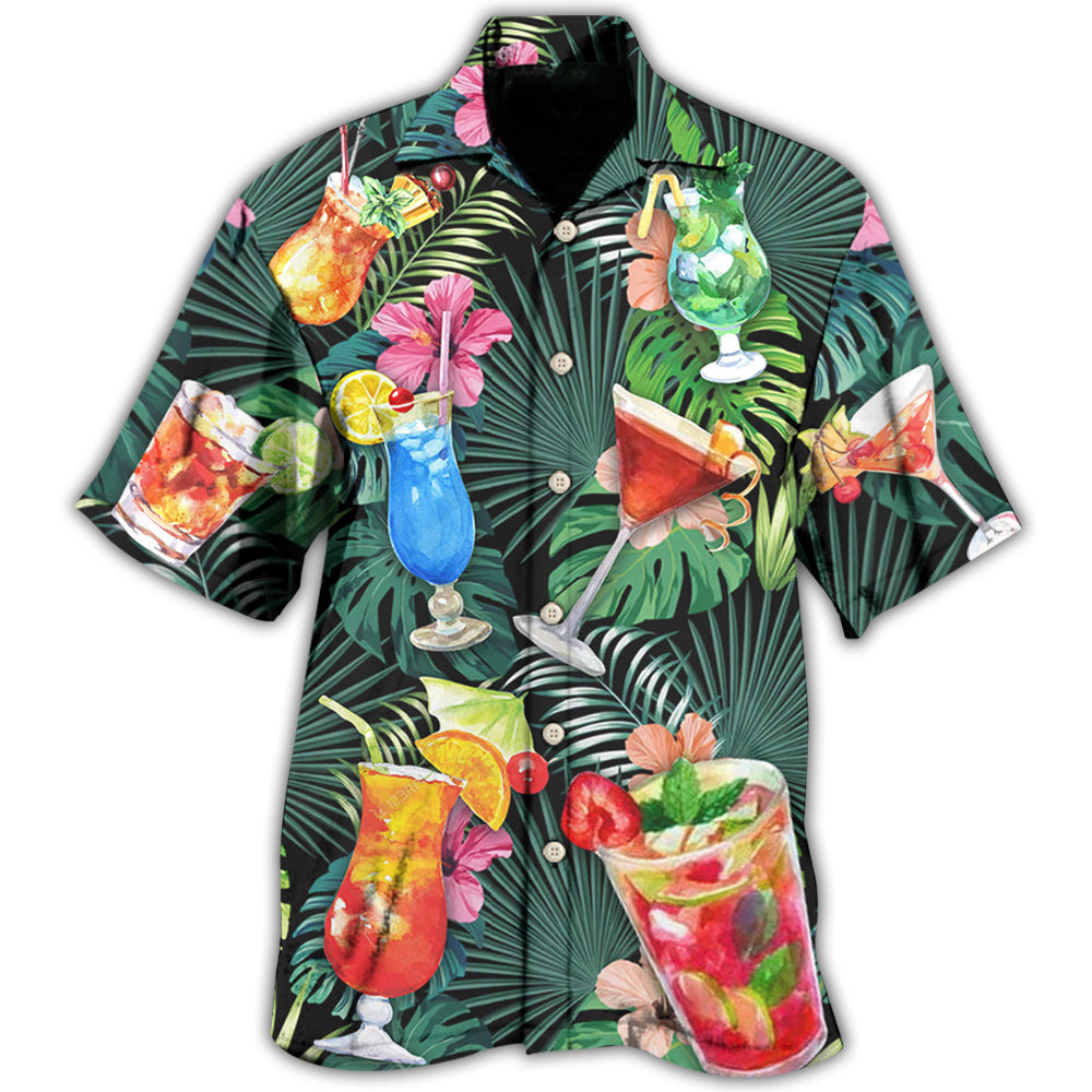 Tropical Cocktail Tequila Leaf Hawaiian Shirt For Island Getaways, Outdoor Gatherings, And Comfortable Summer Wear
