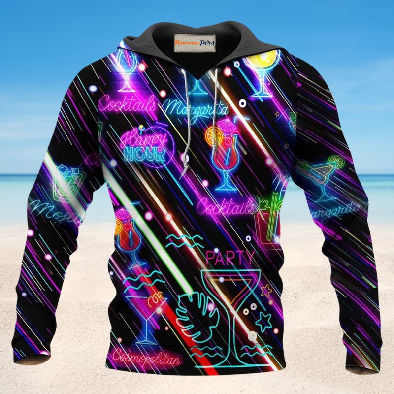 Happy Cocktail Hour Party Hoodie For Comfortable Daily Outfits Holidays And Casual Wear