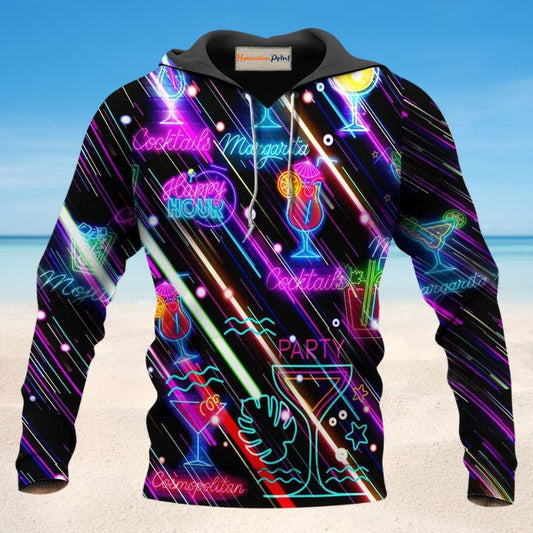 Happy Cocktail Hour Party Hoodie For Comfortable Daily Outfits Holidays And Casual Wear