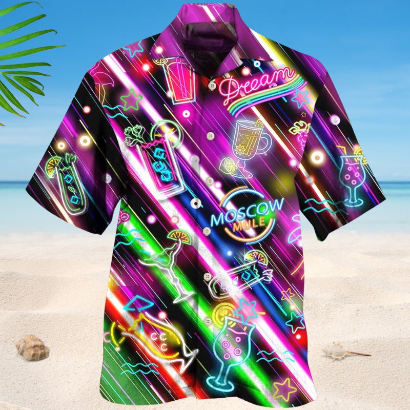 Cocktail Hour Stunning Hawaiian Shirt For Summer Vacation, Beach Travel, And Casual Wear