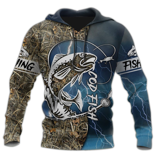 Classic Cod Fishing Hoodie For Lakeside Adventures Casual Streetwear And Seasonal Travel