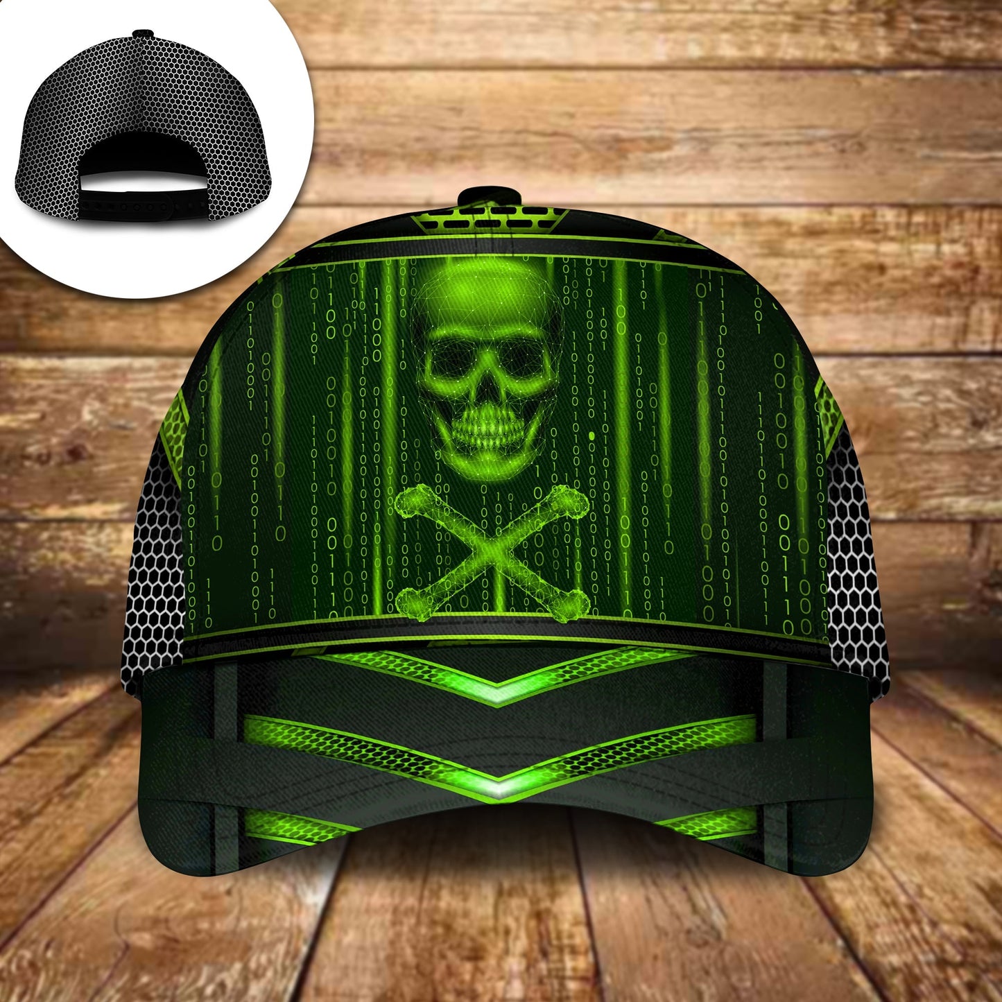 Coder Skull Green Tech Classic Cap For Everyday Wear Vacations And Seasonal Activities