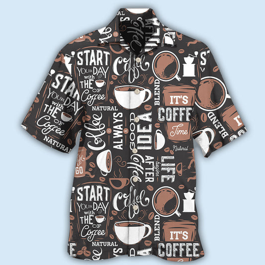 Coffee Start Hawaiian Shirt For Summer Vacation, Beach Travel, And Casual Wear