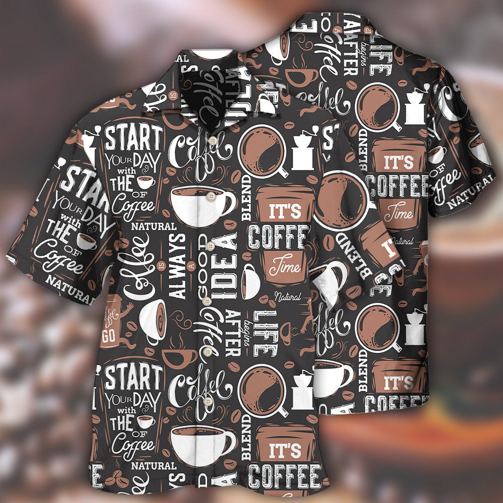 Coffee Start Hawaiian Shirt For Summer Vacation, Beach Travel, And Casual Wear