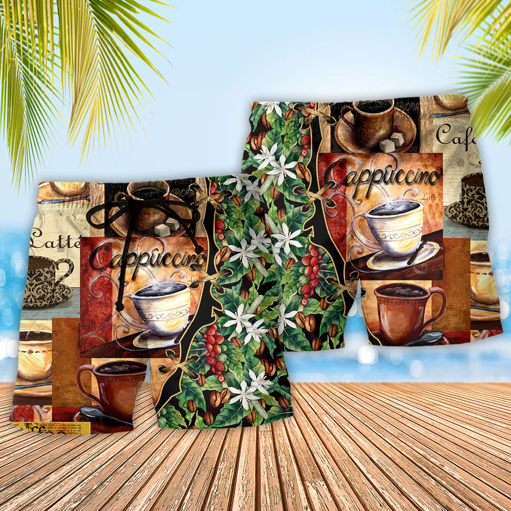 Coffee Motivation Beach Shorts Pattern Detail For Seaside Leisure And Warm Weather Wardrobe
