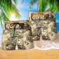 Coffee On Train Retro Travel Beach Shorts Pattern Detail For Sunny Outdoor Activities
