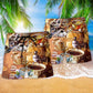 Vintage Coffee Beach Shorts Pattern Detail For Cruise Vacations And Comfortable Daily Wear