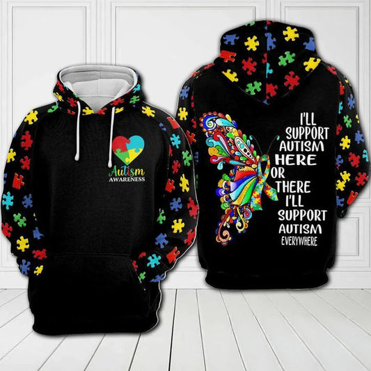 Support Autism Everywhere Hoodie For Supportive Everyday Style Seasonal Events And Gifting