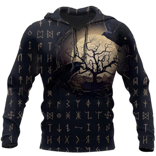 Viking Raven Odin Hoodie For Norse Heritage Style Outdoor Events And Comfortable Layering