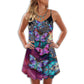 Butterfly In Colorful Life V-Neck Sleeveless Cami Dress For Travel And Comfortable Botanical Styling