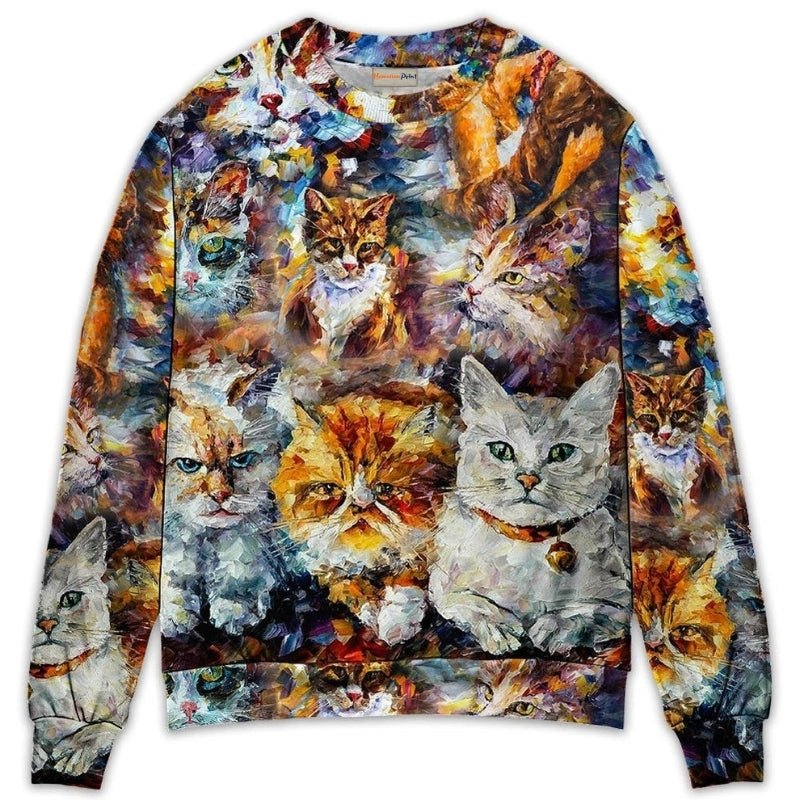 Colorful Cat Sweater For Nature Inspired Fashion Events And Relaxed Everyday Comfort