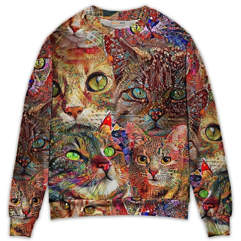 Colorful Cat Sweater For Distinctive Animal Artwork Holidays And Thoughtful Gifts
