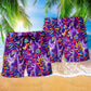Purple Monkey Beach Shorts Pattern Detail For Leisure Travel And Lightweight Summer Style