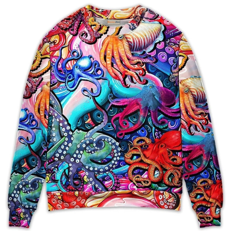 Colorful Octopus Sweater For Seaside Adventures Outdoor Events And Relaxed Daily Style