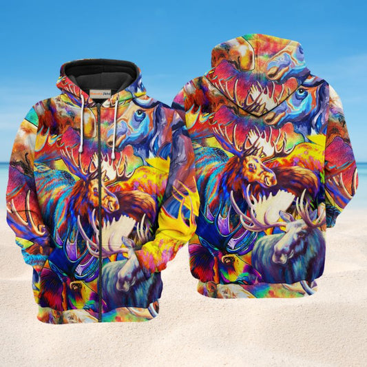 Colorful Painting Animals Hoodie For Casual Activities Seasonal Outings And Gift Ideas