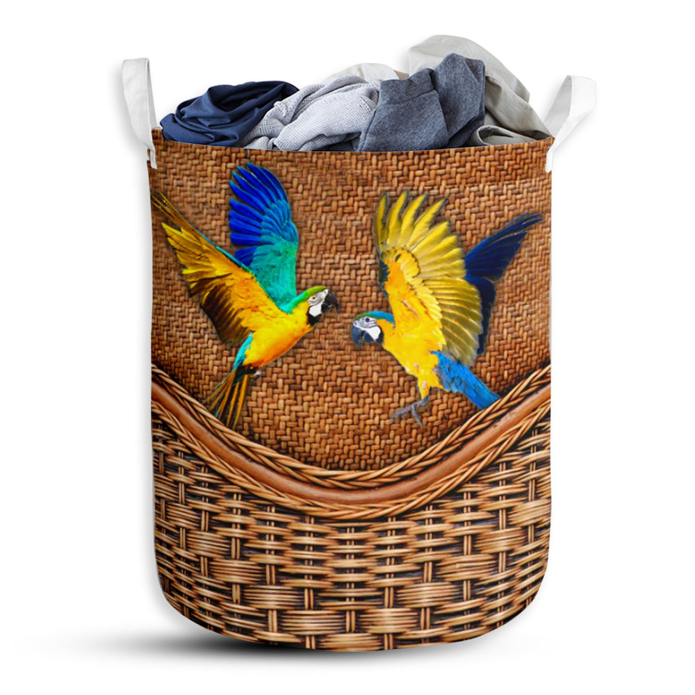 Parrot Colorful Parrot Rattan Texture Laundry Basket For Bathroom Bedroom Storage