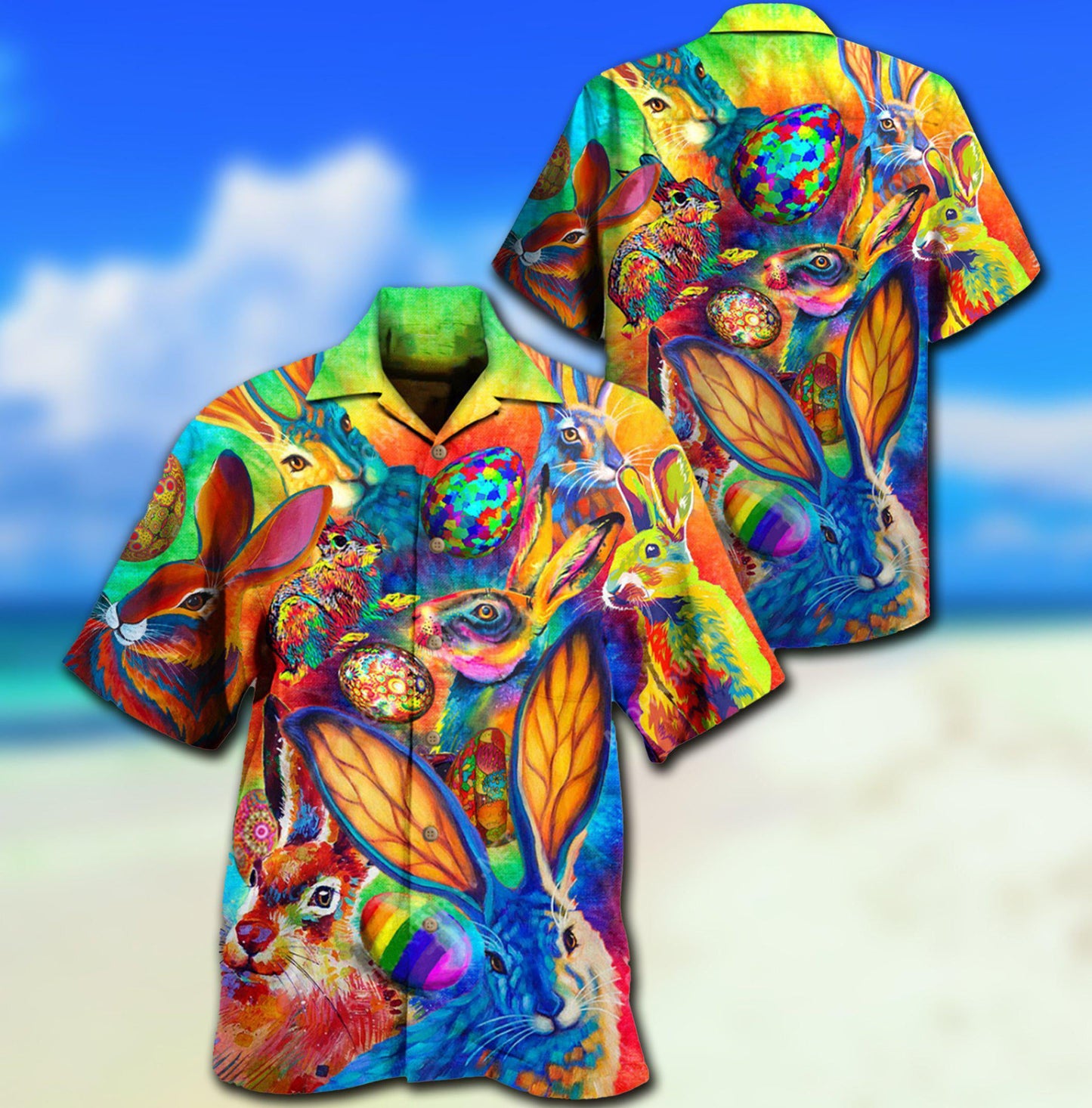 Colorful Rabbit Hawaiian Shirt With All Over Print For Beach Days Resort Trips And Relaxed Everyday Style
