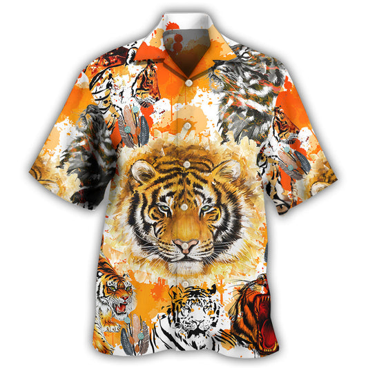 Creative Watercolor Colorful Tiger Hawaiian Shirt For Island Vacations, Weekend Events, And Relaxed Everyday Outfits