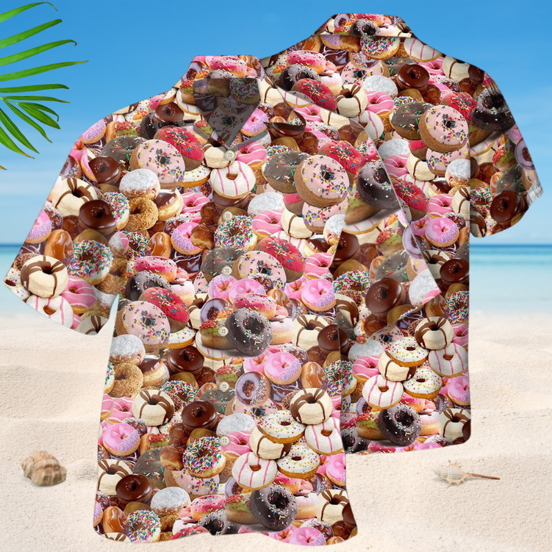 Colorful Donut Cream Hawaiian Shirt For Island Vacations, Resort Wear, And Relaxed Seasonal Style