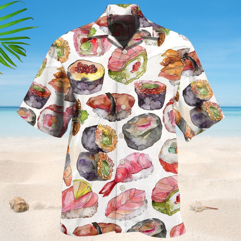 Colorful Sushi Hawaiian Shirt For Tropical Holidays, Outdoor Gatherings, And Everyday Comfort